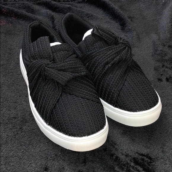 JOLIMALL Women Knitted Twist Slip On Sneaker - Picture 2 of 4